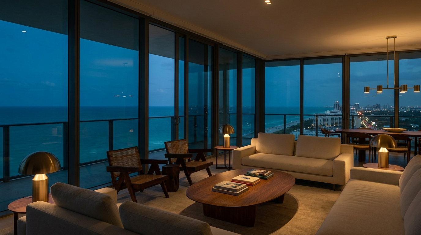 Miami penthouse at dusk